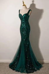 Sequin Evening Dresses Trumpet Mermaid Floor-Length Formal Party Gown for Women